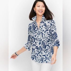 Talbots Classic Blue and White Button down Shirt